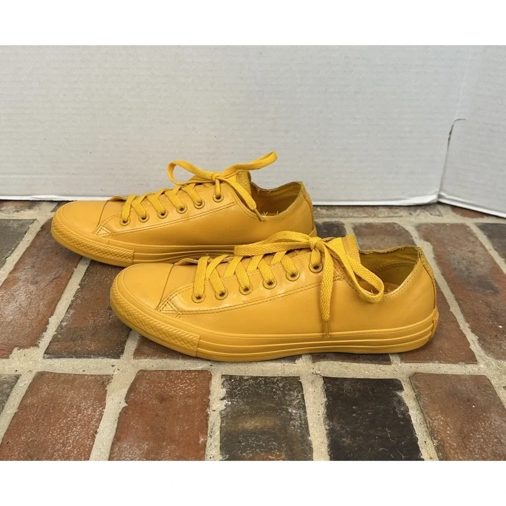 Converse Chuck Taylor All-Star Low Top Yellow Rubber Sneakers Women's 10 Men's 8 - Picture 2 of 5